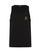 Matchesfashion.com Versace - Logo Print Cotton Blend Tank Top - Mens - Black