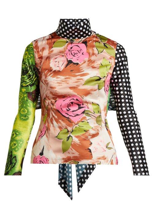 Matchesfashion.com Richard Quinn - Tie Back Floral Print Panelled Top - Womens - Multi