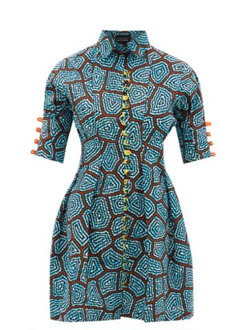 Lisa Folawiyo - Sere Ankara-print Cotton Mini Dress - Womens - Blue Multi