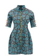 Lisa Folawiyo - Sere Ankara-print Cotton Mini Dress - Womens - Blue Multi