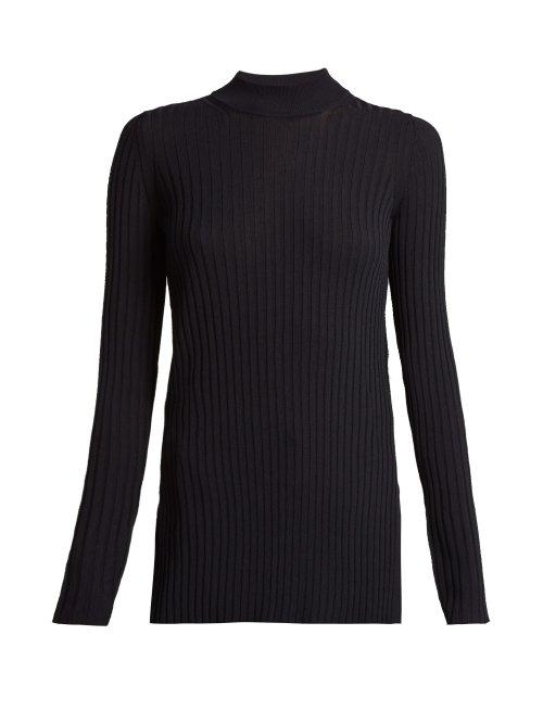 Matchesfashion.com S Max Mara - Ribbed Knit Top - Womens - Navy