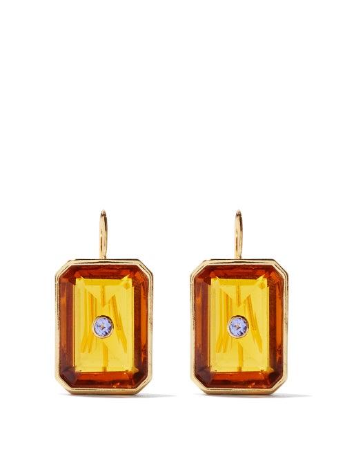 Lizzie Fortunato - Tile Tanzanite, Quartz & Gold-plated Earrings - Womens - Orange