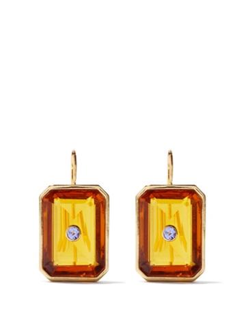 Lizzie Fortunato - Tile Tanzanite, Quartz & Gold-plated Earrings - Womens - Orange