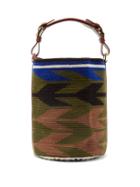 Matchesfashion.com Colville - Arrow Leather-trim Woven Bucket Bag - Womens - Khaki Multi