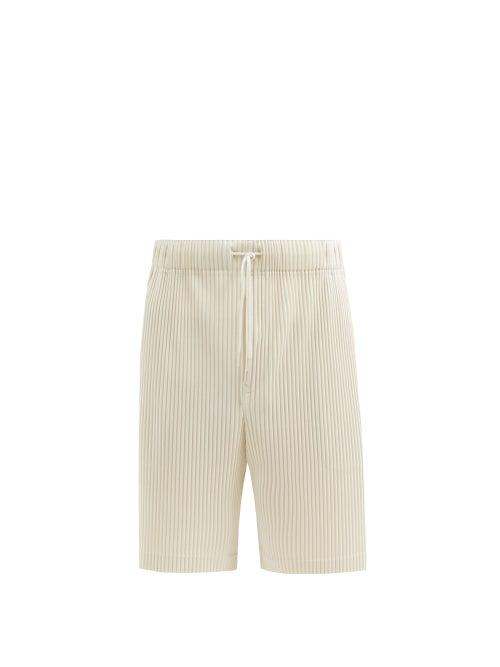 Matchesfashion.com Homme Pliss Issey Miyake - Drawstring Technical-pleated Shorts - Mens - Ivory
