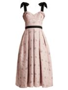 Carolina Herrera Floral-jacquard Pleated Midi Dress