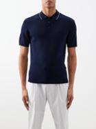 Orlebar Brown - Maranon Ribbed-knit Cotton Polo Shirt - Mens - Dark Blue