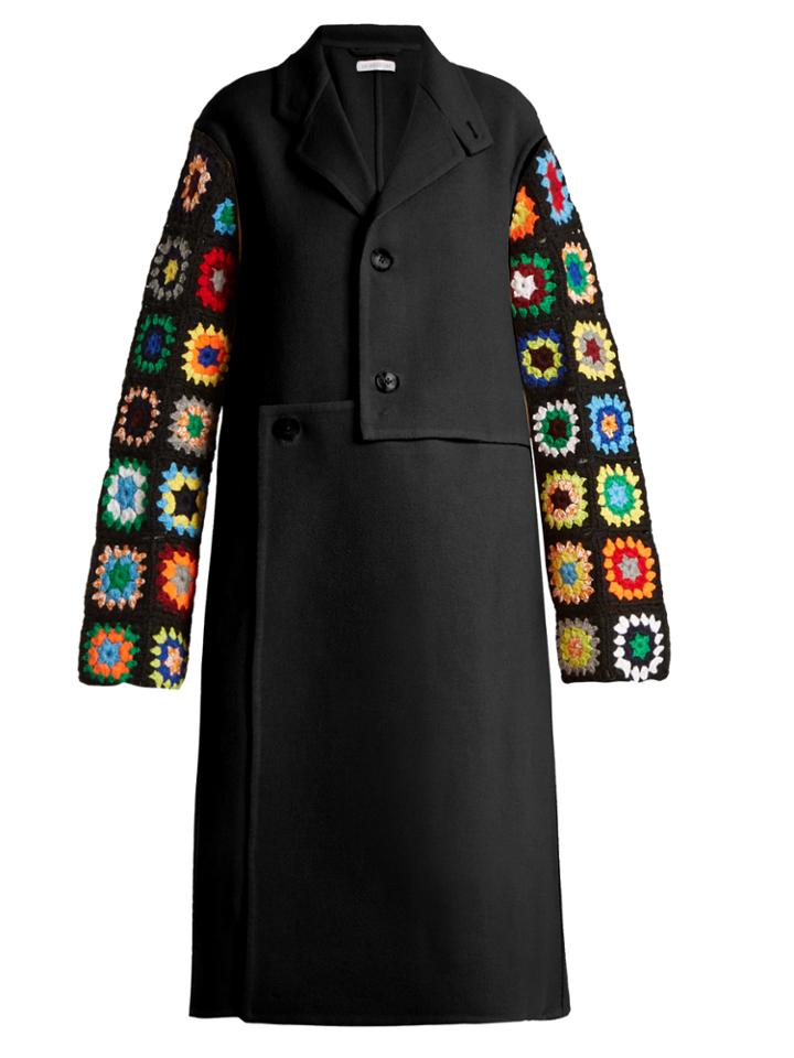 J.w.anderson Crochet-sleeve Wool-blend Twill Coat