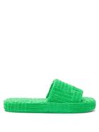 Ladies Shoes Bottega Veneta - Striped Terry Slides - Womens - Green