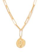Hermina Athens - Hermis Coin-pendant Gold-plated Necklace - Womens - Gold