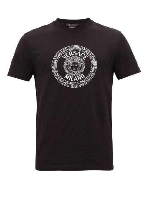 Matchesfashion.com Versace - Medusa Milano-print Jersey T-shirt - Mens - Black White