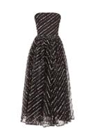 Matchesfashion.com Rasario - Strapless Sequinned Tulle Midi Dress - Womens - Black
