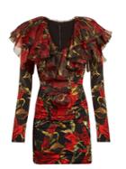 Dolce & Gabbana Roses-print Ruched Mini Dress