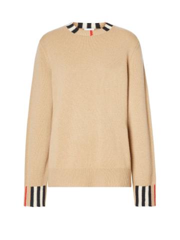 Ladies Rtw Burberry - Eyre Icon-striped Sweater - Womens - Camel