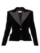 Matchesfashion.com Alexandre Vauthier - Crystal Button Cotton Velvet Blazer - Womens - Black