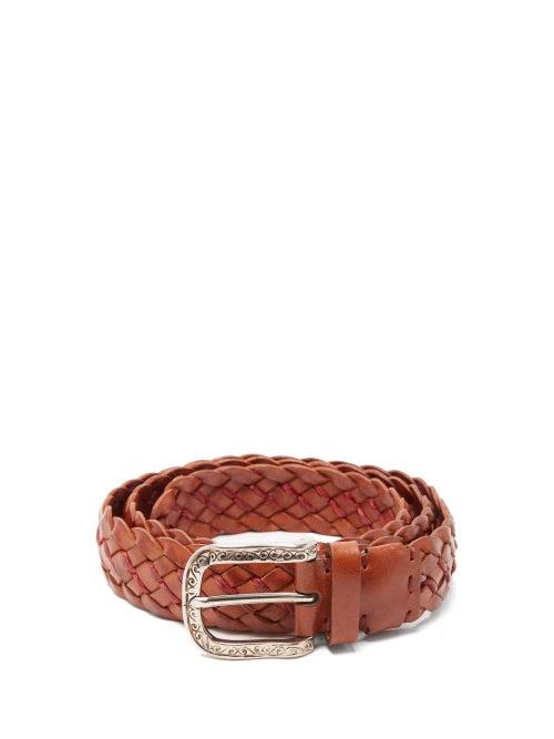 Matchesfashion.com Brunello Cucinelli - Woven Leather Belt - Mens - Brown