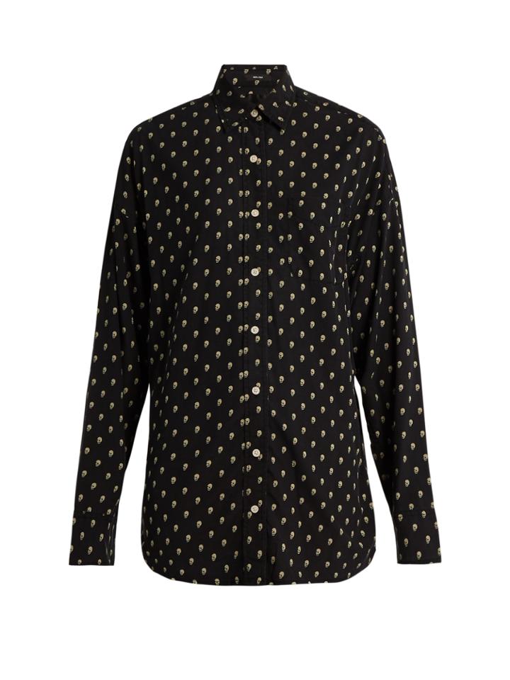 R13 Skull-print Silk Shirt