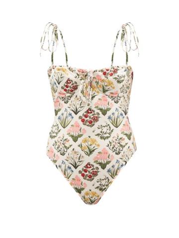Agua By Agua Bendita - Ebano Floral-print Recycled-jersey Swimsuit - Womens - Multi