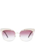 Matchesfashion.com Valentino - Cat Eye Metal Sunglasses - Womens - Pink Multi