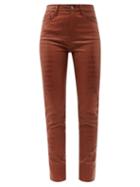 Matchesfashion.com Frame - Le Sylvie Crocodile-effect Leather Trousers - Womens - Brown