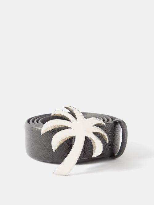 Palm Angels - Palm Tree-buckle Leather Belt - Mens - Black