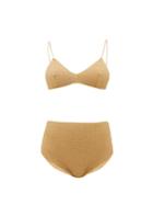 Matchesfashion.com Osree - Lumiere High-rise Metallic Bikini - Womens - Gold