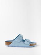 Birkenstock - Arizona Croc-effect Leather Slides - Womens - Light Blue
