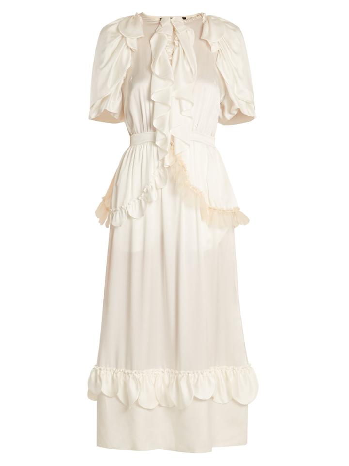 Simone Rocha Ruffle-trimmed Tie-waist Satin Dress