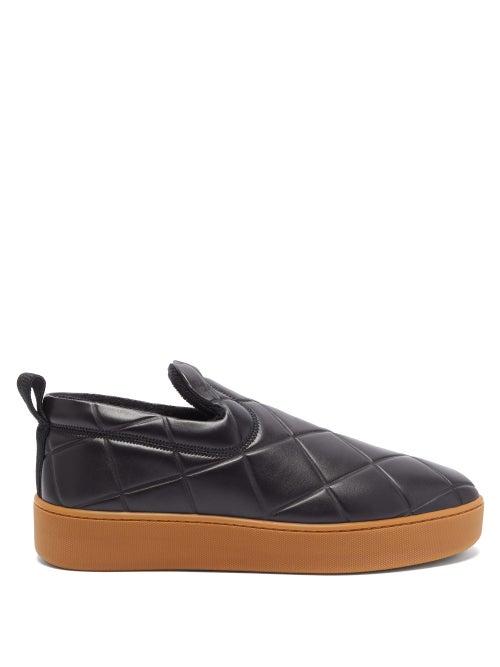 Matchesfashion.com Bottega Veneta - Intrecciato-debossed Leather Slip-on Trainers - Mens - Black