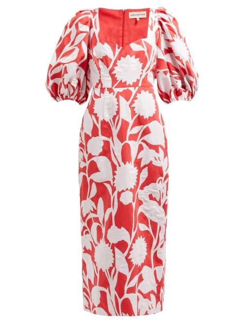 Matchesfashion.com Mara Hoffman - Celia Floral Cotton And Linen Blend Dress - Womens - White