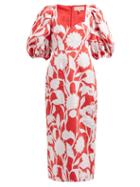 Matchesfashion.com Mara Hoffman - Celia Floral Cotton And Linen Blend Dress - Womens - White