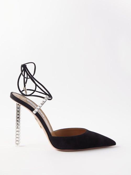 Aquazzura - Rock Chic 105 Suede Pumps - Womens - Black Silver