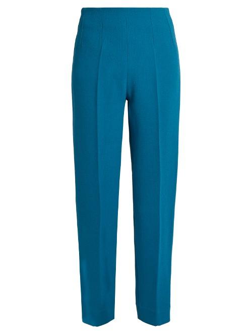 Emilia Wickstead Arabella Wool-crepe Slim-leg Trousers
