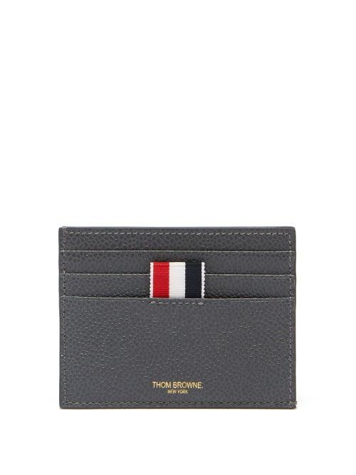 Thom Browne - Tricolor Pebbled-leather Cardholder - Mens - Grey