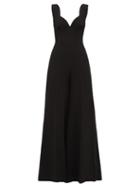 Matchesfashion.com Emilia Wickstead - Rosabel Sweetheart-neckline Wool-crepe Jumpsuit - Womens - Black