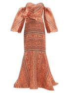 Matchesfashion.com Johanna Ortiz - Waiting For Sunrise Silk Organza Gown - Womens - Pink Multi