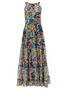 Matchesfashion.com Missoni - Banded-hem Floral Maxi Dress - Womens - Blue Multi