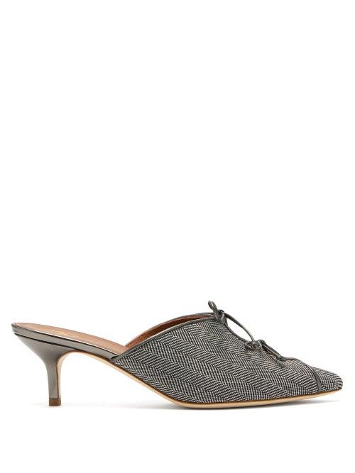 Matchesfashion.com Malone Souliers - Victoria Lace Up Herringbone Mules - Womens - Grey