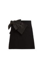 Matchesfashion.com Miu Miu - Bow Embellished Crepe Mini Skirt - Womens - Black