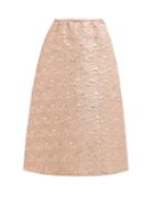 Matchesfashion.com Rochas - Floral Brocade Wool Blend Midi Skirt - Womens - Pink