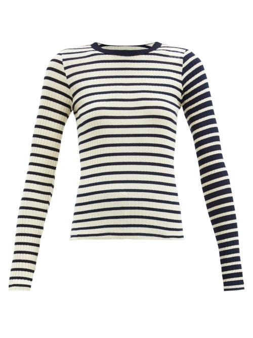 Matchesfashion.com La Fetiche - Striped Cotton-jersey Top - Womens - Navy Multi