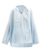 Matchesfashion.com Zanini - Pussy-bow Striped Silk Blouse - Womens - Blue Stripe