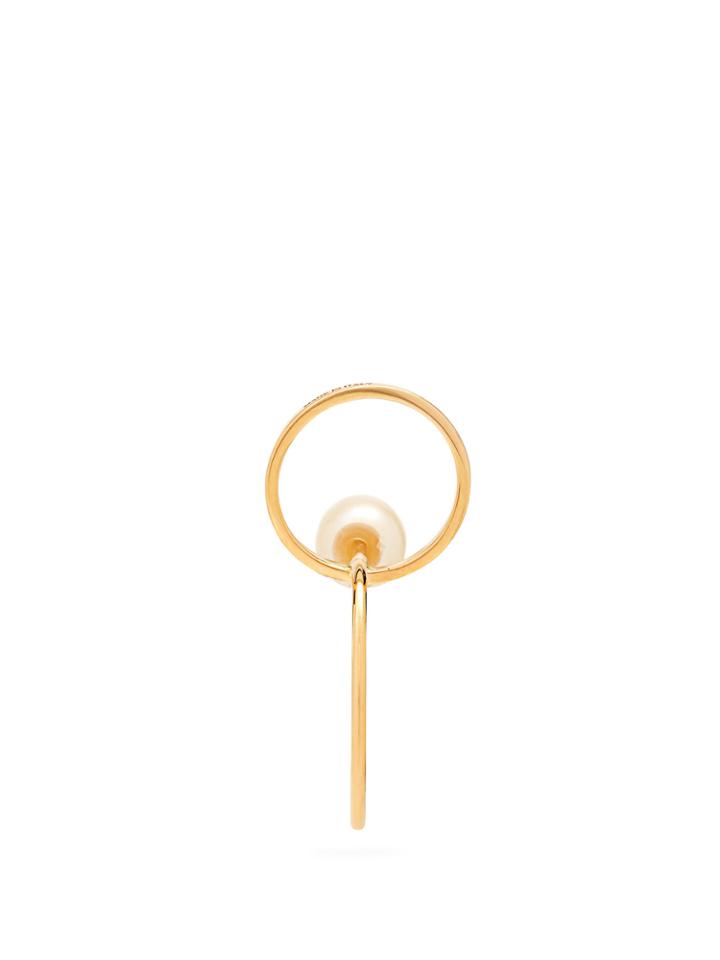 Delfina Delettrez Yellow-gold & Pearl Twin-hoop Earring