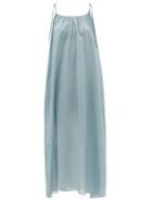 Loup Charmant - Tie-shoulder Organic-cotton Voile Slip Dress - Womens - Blue
