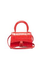 Matchesfashion.com Balenciaga - Hourglass Mini Croc-effect Leather Cross-body Bag - Womens - Red