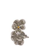 Matchesfashion.com Rochas - Crystal Embellished Flower Brooch - Womens - Silver