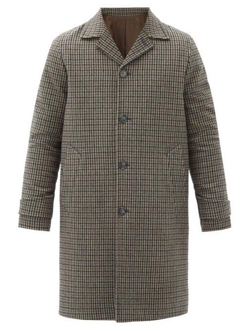 Matchesfashion.com Officine Gnrale - Stephane Single-breasted Checked Wool-blend Coat - Mens - Brown