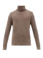 Matchesfashion.com Iris Von Arnim - Stonewashed Ribbed Cashmere Roll Neck Sweater - Mens - Light Brown