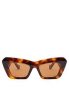 Matchesfashion.com Loewe - Anagram Cat-eye Tortoiseshell-acetate Sunglasses - Womens - Tortoiseshell