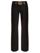 Matchesfashion.com Gucci - Gg Wool And Silk Blend Cady Kick Flare Trousers - Womens - Black